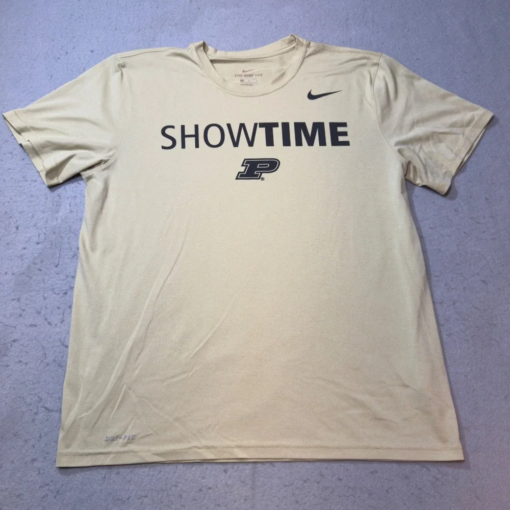 Nike‎ Purdue Boilermakers Showtime Dri-FIT Shirt Mens Large Gold Athletic Tee